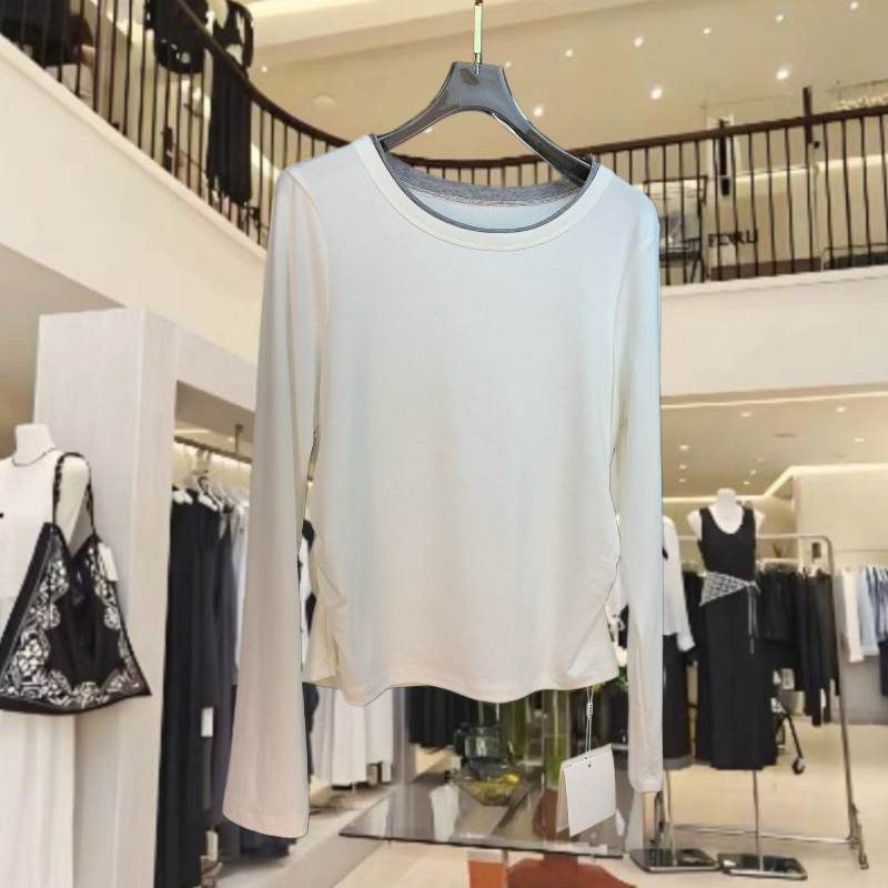 【现货】韩国正肩长袖T恤百搭撞色基础款假两件上衣女,女装/女士精品,T恤,淘宝优惠券,粉丝福利购,淘宝优惠卷