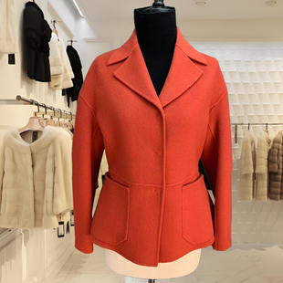 红色双面羊绒大衣女短款2025秋冬季高级感复古小个子毛呢外套结婚