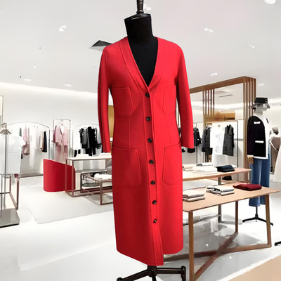 红色双面羊绒大衣女2025新款秋冬加厚结婚中长款大码羊毛呢外套