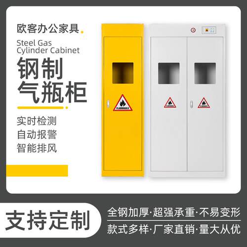 全钢气瓶柜智能报警排风工业安全柜实验室双瓶乙炔工业风钢瓶柜子