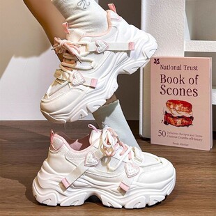 女童运动鞋女款春季2026新款厚底大童鞋子老爹鞋青少年粉色厚底鞋