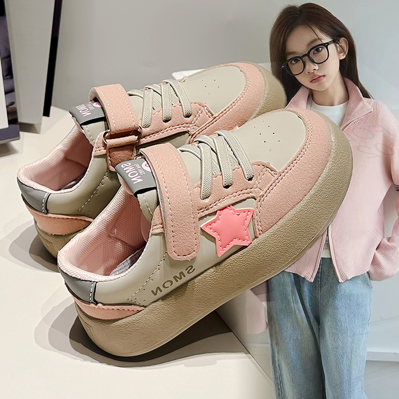 女童板鞋魔术贴2025秋季新款儿童鞋子运动鞋休闲中大童星星德训鞋