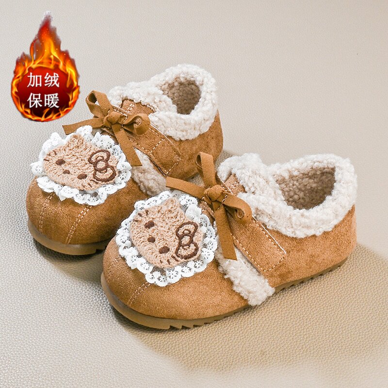 女童棉鞋卡通KT猫毛绒儿童勃肯鞋冬季加绒保暖可爱一脚蹬2025新款
