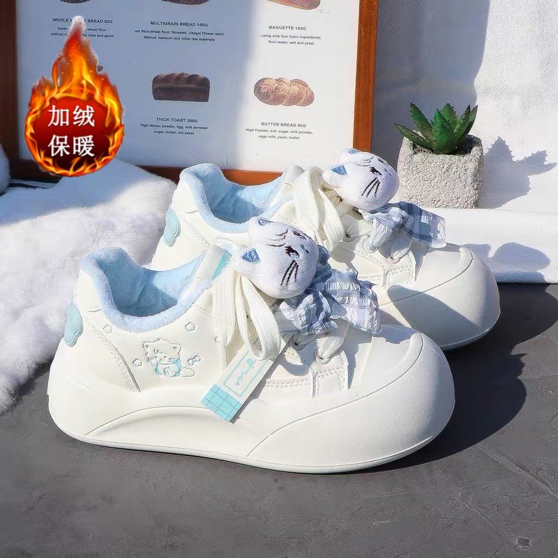 女童运动鞋大头面包二棉鞋2025新款冬季中学生鞋子加绒保暖休闲鞋