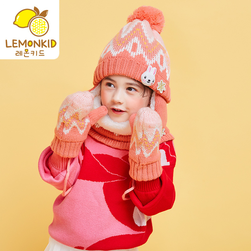 柠檬宝宝儿童秋冬帽子保暖护耳婴儿冬款加绒雪花男女童帽子冬季