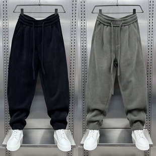 男士 青年宽松直筒灯芯绒哈伦裤 2023冬季 加绒加厚运动裤 新款 休闲裤