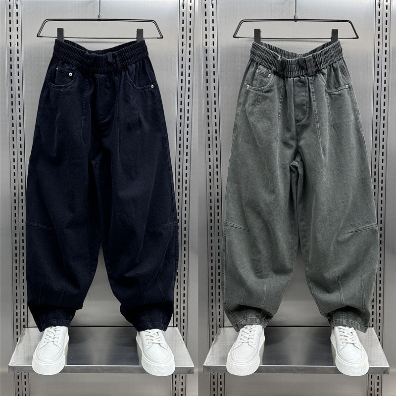 2025春季新款水洗复古休闲裤男宽松直筒阔腿裤痞帅青年纯色哈伦裤,男装,休闲裤,淘宝优惠券,粉丝福利购,淘宝优惠卷
