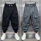 男春秋新款 潮牌九分束脚工装 裤 运动裤 青年纯色宽松痞帅休闲哈伦裤