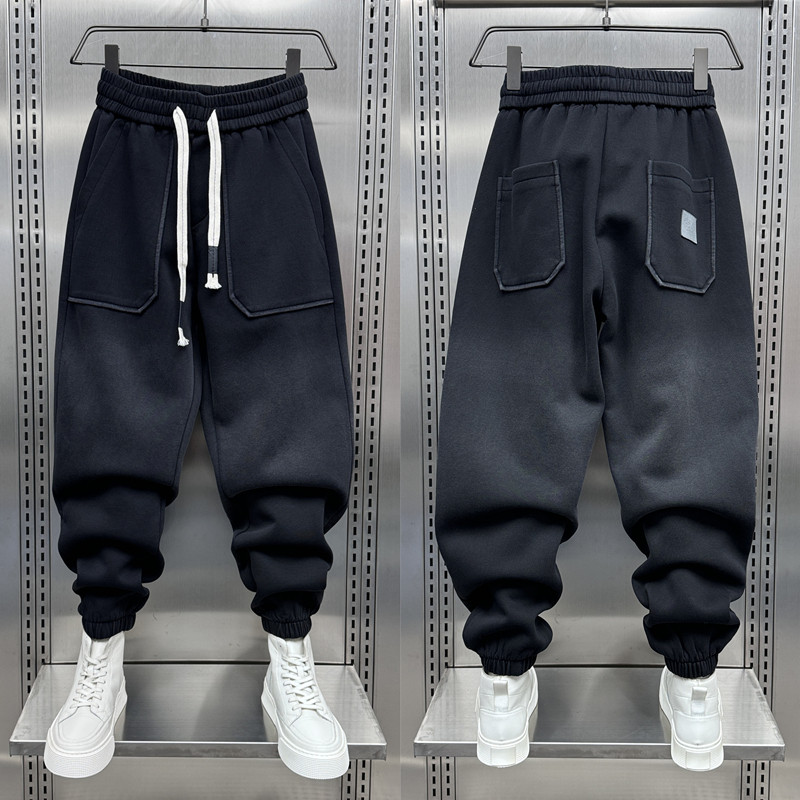 男士2023秋冬新款渐变色休闲裤青年抽绳宽松束脚痞帅加绒哈伦裤,男装,休闲裤,淘宝优惠券,粉丝福利购,淘宝优惠卷