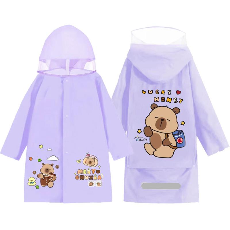 TPV无味男女学生大书包位宝宝雨披 加长防水幼儿园卡通儿童雨衣