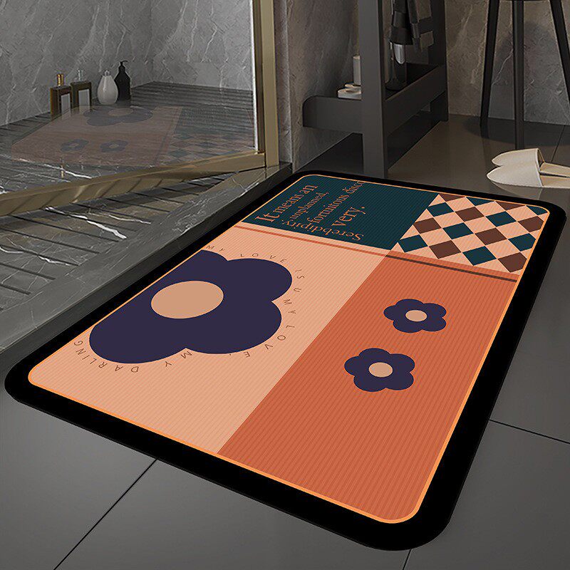 简约千鸟格拼接硅藻泥地垫家用卫生间门口脚垫吸水防滑入户脚垫