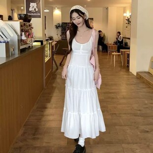 大码法式温柔连衣裙女夏季新款海边度假风吊带裙胖MM显瘦甜美裙子