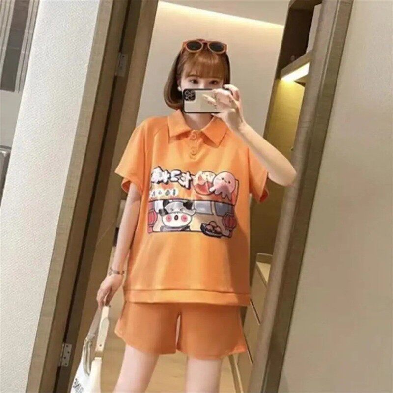 今年流行孕妇装大码宽松短袖小个春夏季套装显瘦休闲外出两件套潮