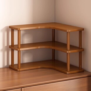 转角置物架桌面分层架子置物架楠竹家用桌上咖啡杯水杯杯子收纳架