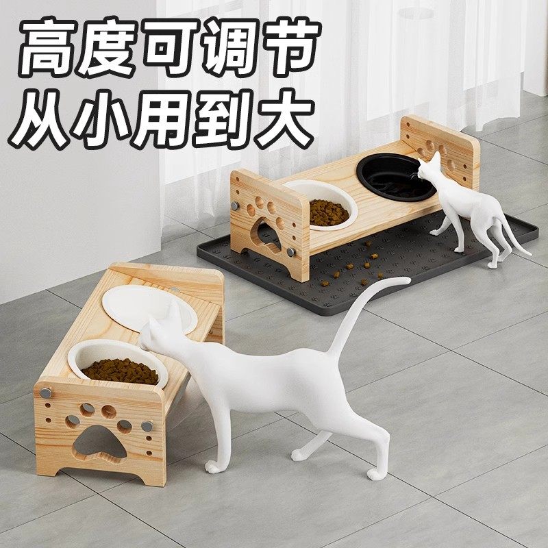 猫碗陶瓷保护颈椎高脚防打翻水碗双碗宠物狗狗猫咪斜口粮碗猫食盆,家居饰品,桌面摆件,淘宝优惠券,粉丝福利购,淘宝优惠卷