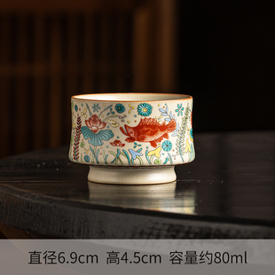 80ml汝窑高脚盏品茗杯大容量主人杯男女杯功夫茶具茶杯会客杯陶瓷