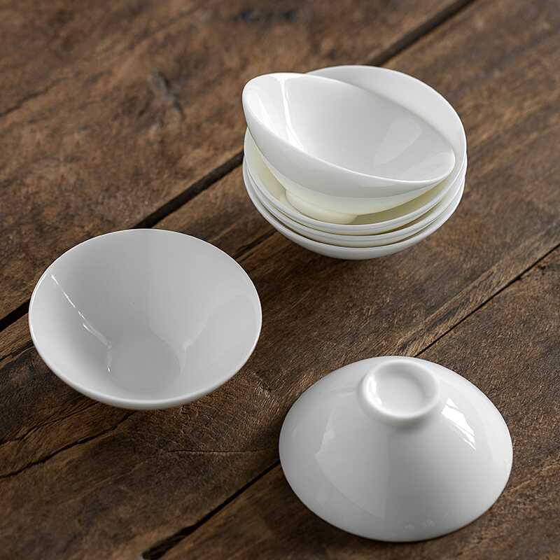 大号描金斗笠杯羊脂玉