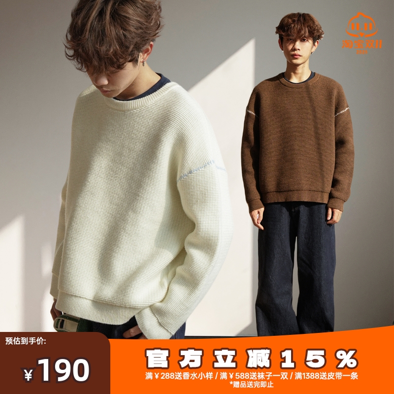 GOODLIVEABLE圆领手缝辑线毛衣