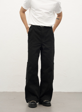 GOODLIVEABLE纯棉斜纹宽松直筒工装裤男cleanfit休闲百搭秋冬长裤