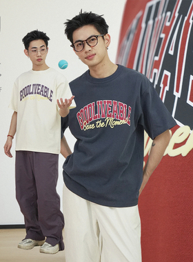 GOODLIVEABLE 常青藤校园植绒7A抗菌吸湿LOGO短袖男重磅250GT恤潮