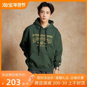 GOODLIVEABLE重磅Newvintage印花情侣连帽卫衣美式复古卫衣潮牌男