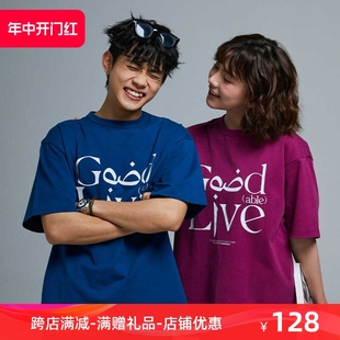 复古LOGO印花T恤宽松重磅纯棉宽松情侣短袖 305G美式 GOODLIVEABLE