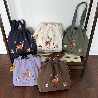 可爱新款刺绣百搭通勤托特包学生