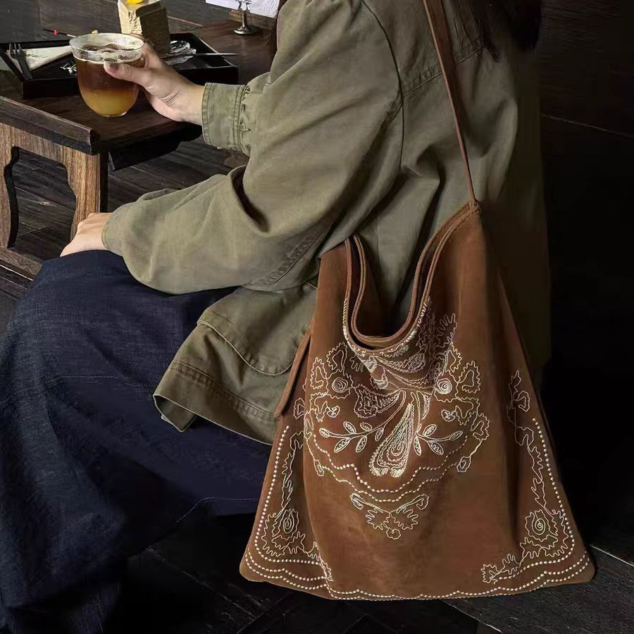 托特包刺绣民族风复古单肩包通勤