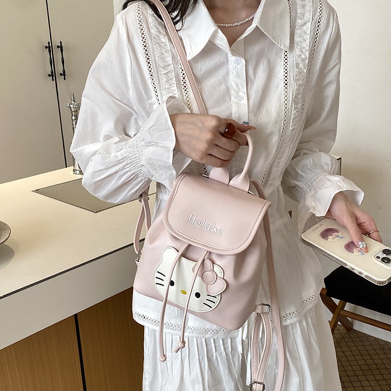 韩系小清新甜美可爱kitty双肩包
