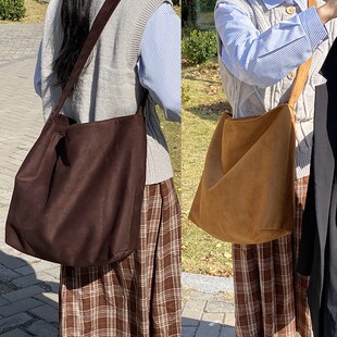 复古简约森系上课单肩2025新款 女大容量斜挎包 潮百搭文艺通勤时尚