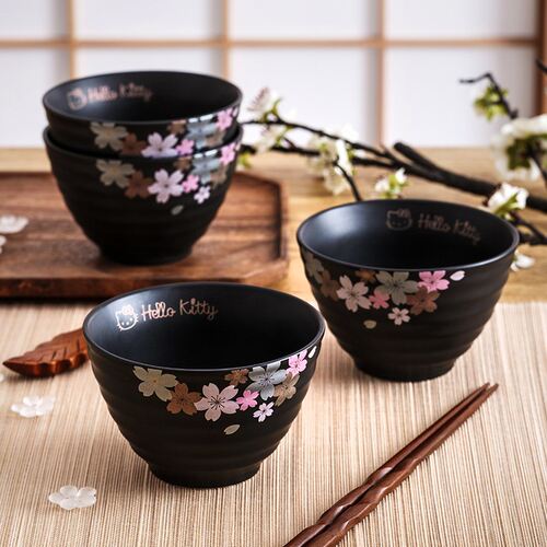 凯蒂猫日式樱花饭碗复古斗笠碗