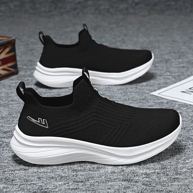 回力男鞋透气飞织休闲鞋男运动懒人一脚蹬袜子鞋男超轻软底网鞋男