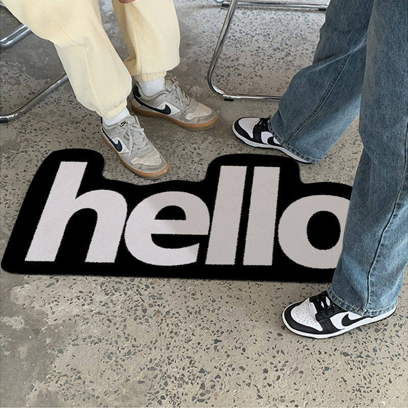 字母设计hello潮流床边地毯地垫卧室异形脚垫小房间卧室改造墙毯