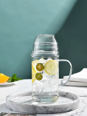 【品牌正品】一人饮冷水壶凉水壶玻璃耐高温水杯夏大容量带把手带
