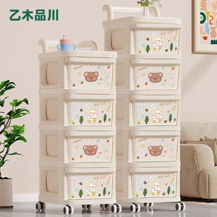零食收纳柜推车置物架婴儿用品收纳柜家用抽屉式多层可移动收纳架