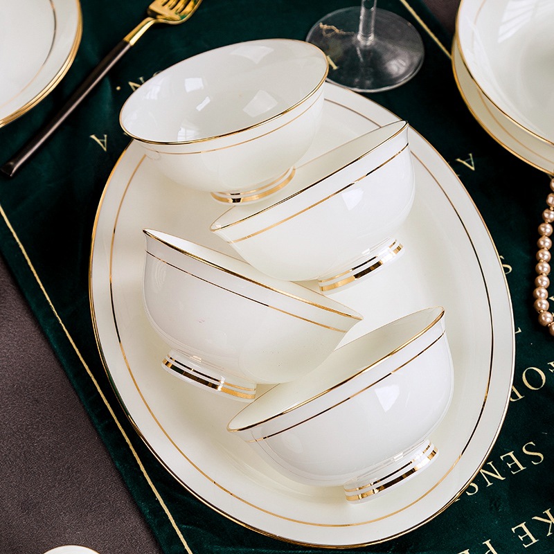 景德镇骨瓷餐具套装手绘碗碟