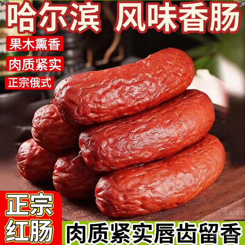 哈尔滨官方红肠正宗哈尔滨红肠官方旗舰店东北特产即食烟熏大红肠