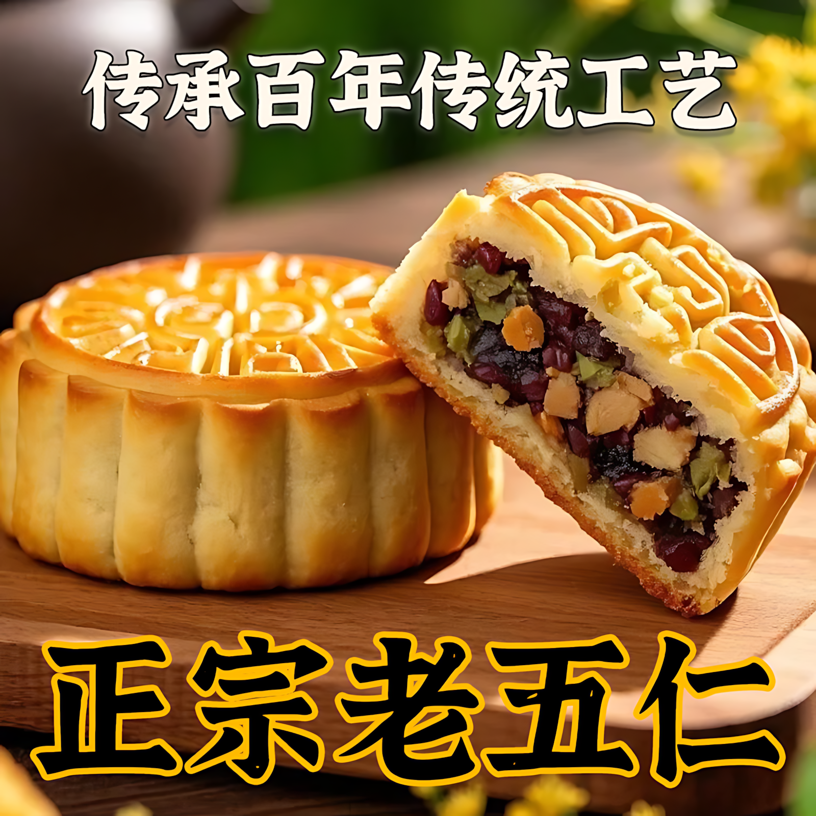 东北老式五仁月饼独立包装