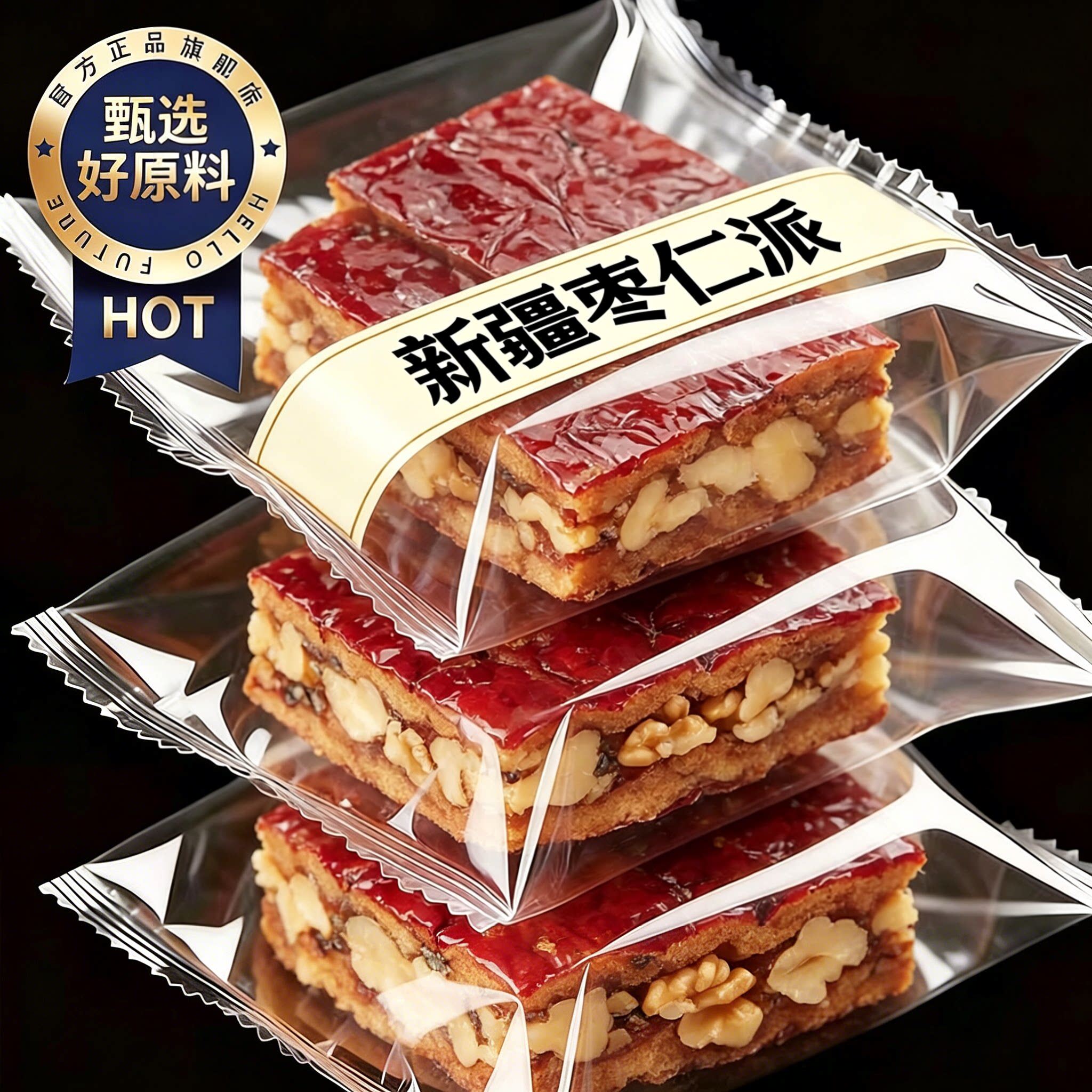 枣仁派新疆特产红枣夹心核桃仁双重口感老少皆宜香甜软糯芝麻好吃