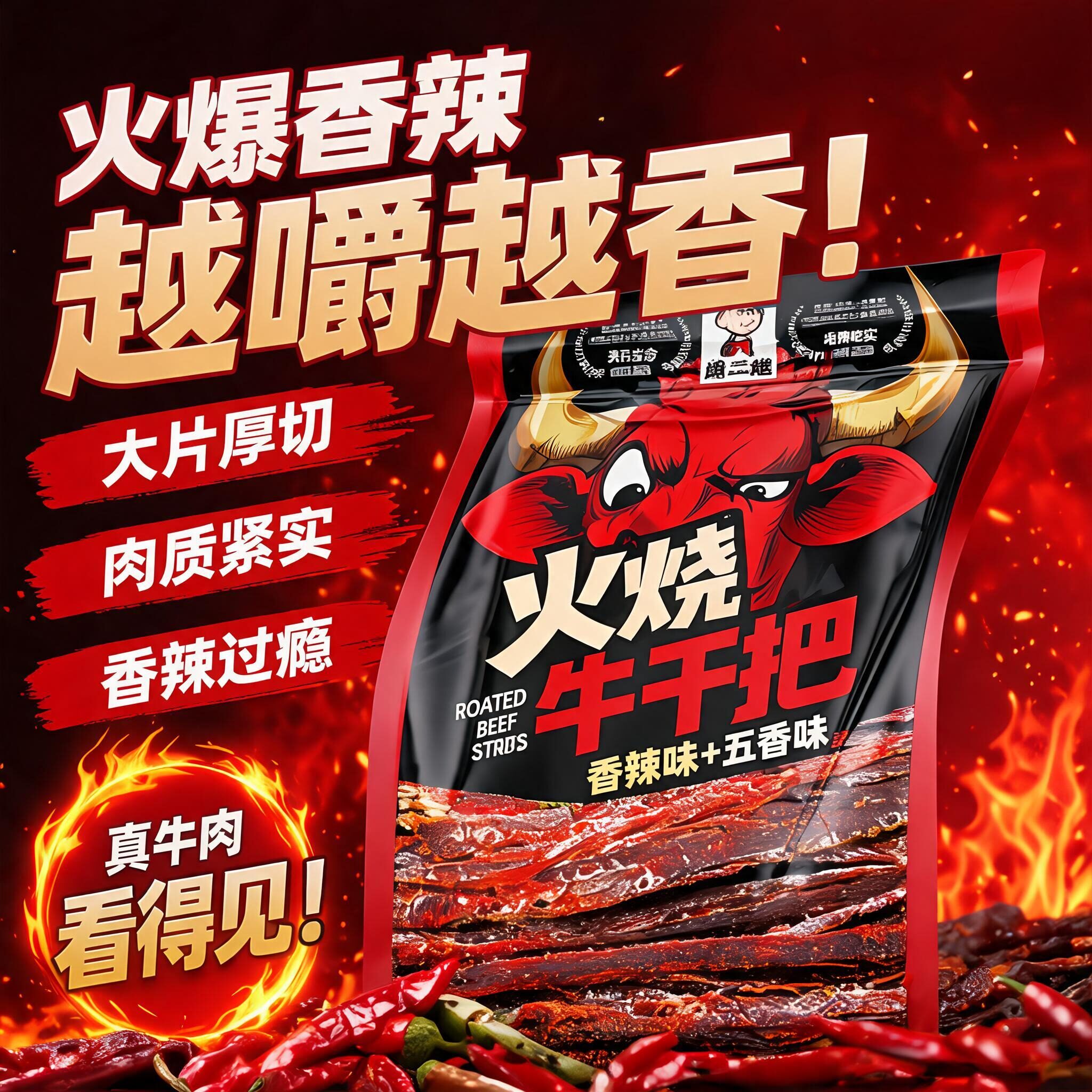 冠军推荐云南香辣火烧干巴官方旗舰店牛肉干条手撕解馋高蛋白零食
