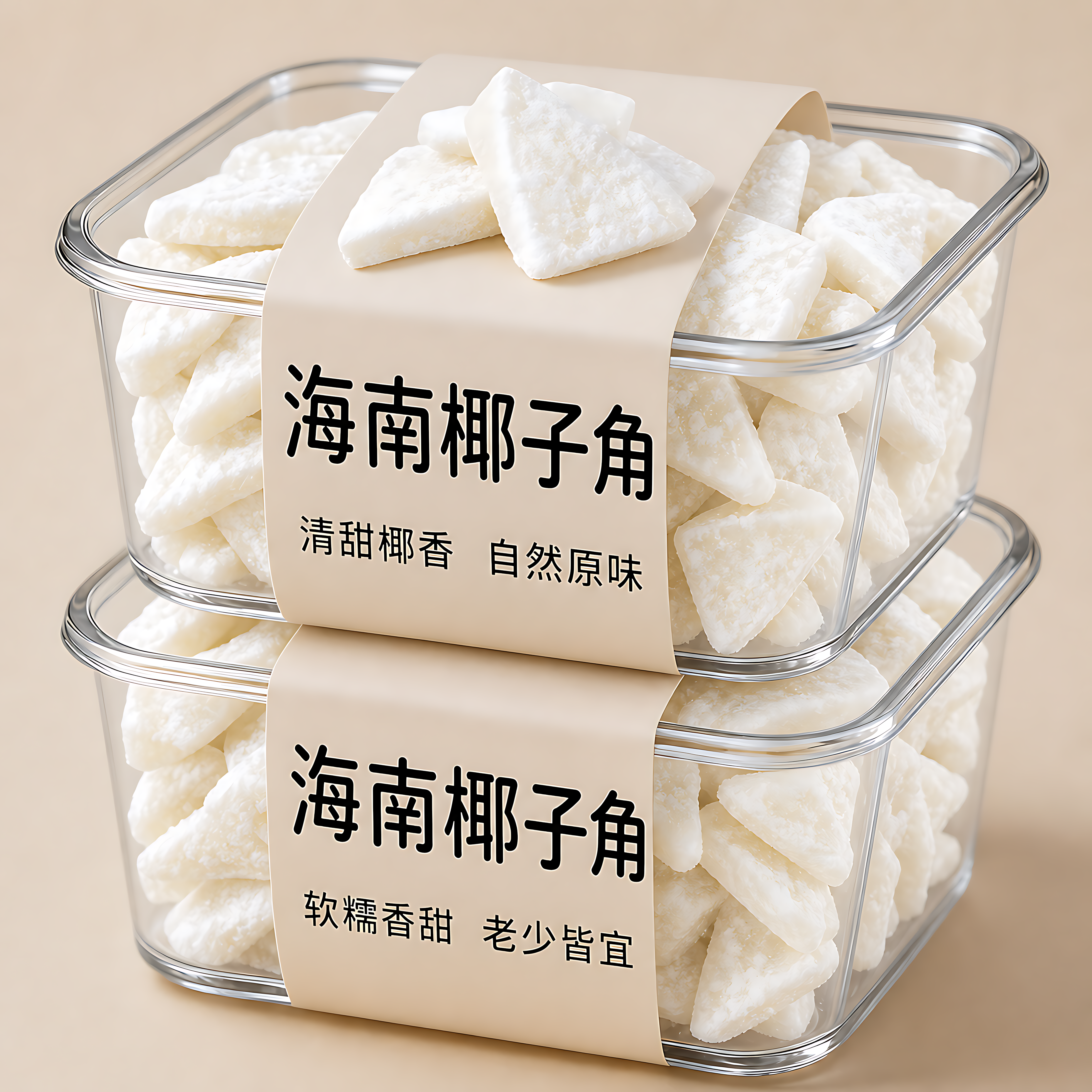 海南特产椰子角椰子肉块甜糖椰角蜜饯新鲜椰果干即食椰子脆块年货