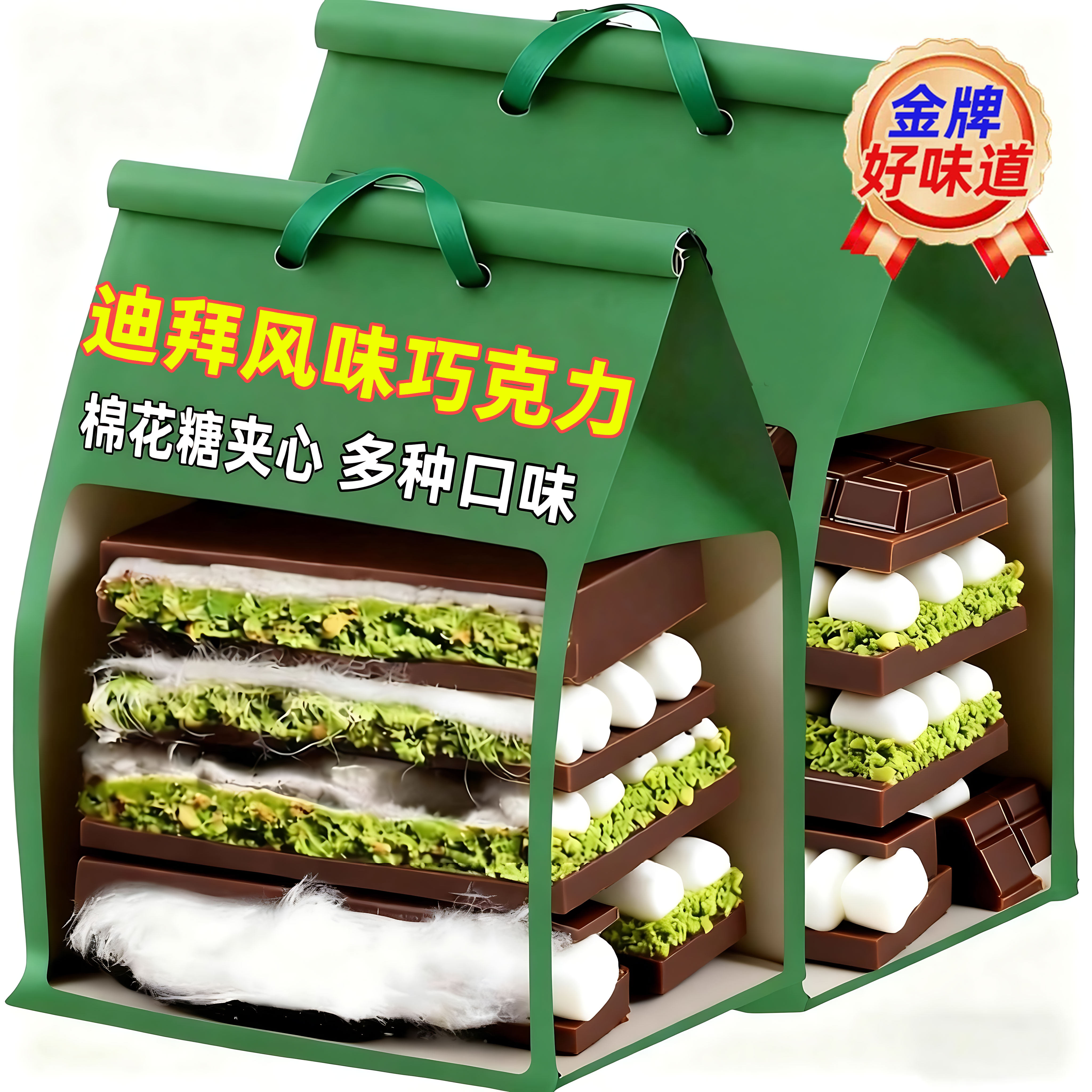 巧克力脆皮棉花糖旗舰店迪拜棉花糖巧克力进口零食（代可可脂）