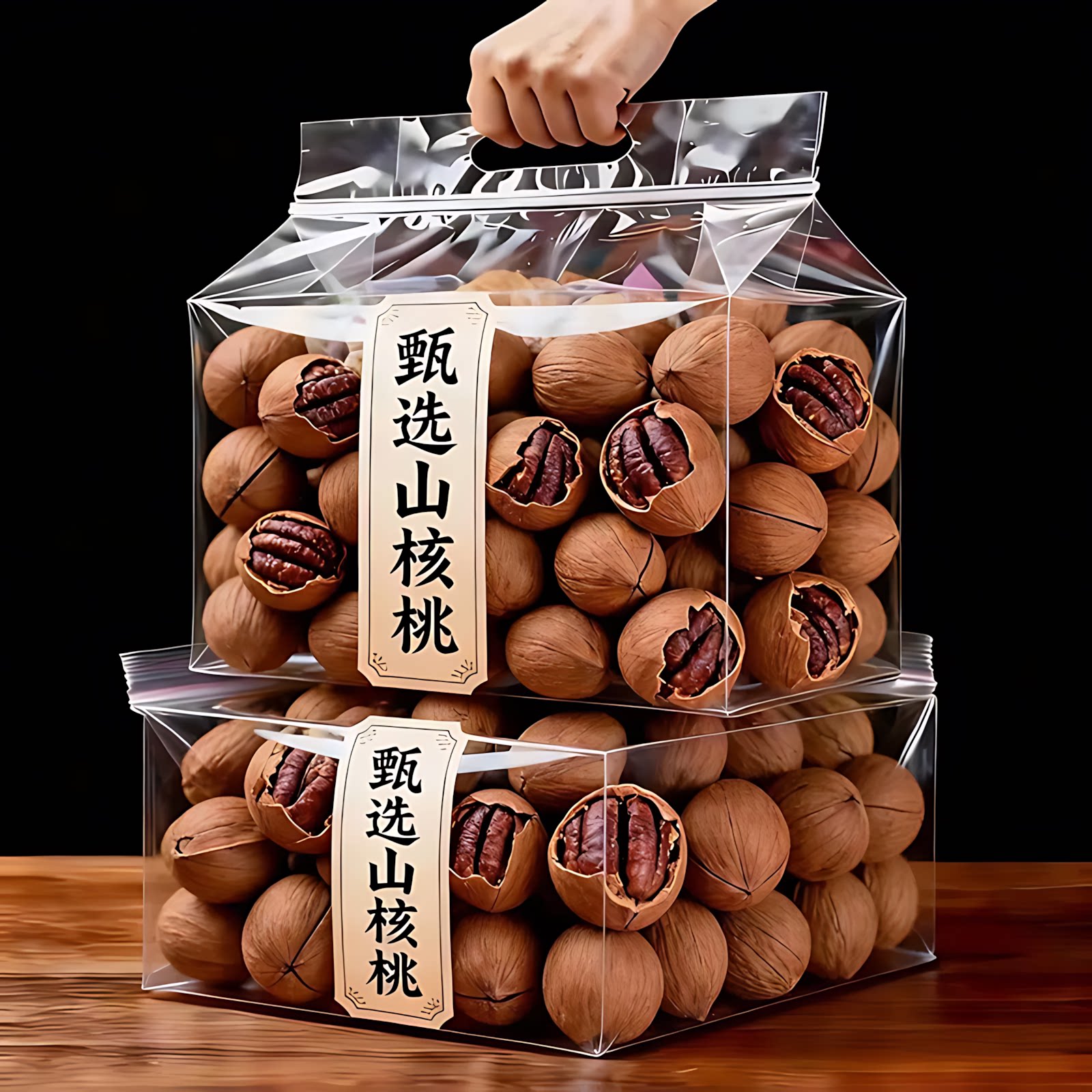 2025年新货临安山核桃仁官方旗舰店原味带壳手剥小核桃薄皮坚果年