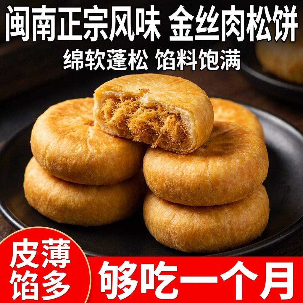 正宗肉松饼营养早餐面包传统老式糕点充饥夜宵饱腹饼干一整箱批发