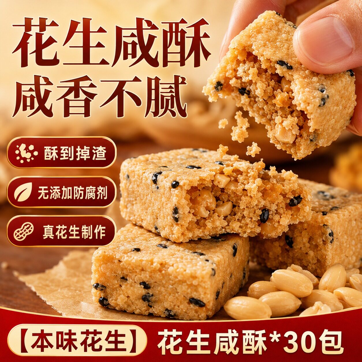 花生咸酥闽南特产古味传统中式糕点入口即化零食官方旗舰店0蔗糖