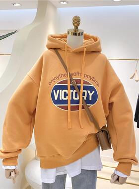 卫衣女加绒加厚2025秋冬新款韩版ins潮慵懒风bf宽松百搭连帽外套