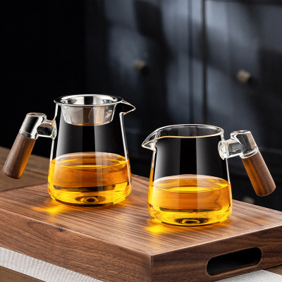 玻璃公道杯冲泡壶分茶器木柄
