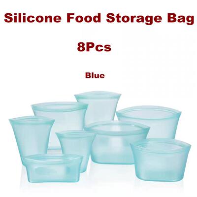 Silicone Reusable Food Storage Stand Up Bag Double Zipper