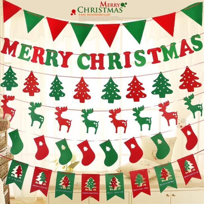 Non-woven Bunting Christmas Garland Tree Store Scene Prop