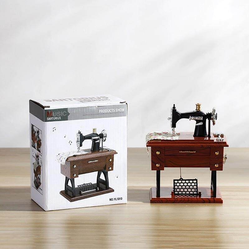 Retro Sewing Machine Music Box Creative Gift Desk Ornament